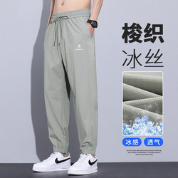 Ice Silk Quick-Drying Casual Pants for Men 2026 New Trendy Brand Loose Jogger Pants Summer Thin Cropped Pants