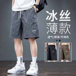 Ice Silk Shorts for Men, Summer Thin Loose Quick-Drying Five-Point Pants, Men's Summer Sports Workwear Mid-Length Pants for Boys