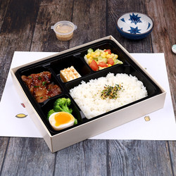 Japanese-Style Bento Box, Disposable Lunch Box, Five-Compartment Lunch Box, High-End Takeaway Japanese Food Packaging Box, Wooden Box, Set Meal Box
