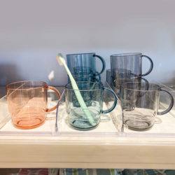 Japanese Brand Nitori Smoke Gray Transparent Mouthwash Cup with Handle, Toothbrush Cup for Couples, Household Washing Cup