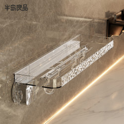 Bathroom Suction Cup Shelf, Wall-Mounted Bathroom Rack, No-Drill Toilet Washroom Sink Supplies Storage