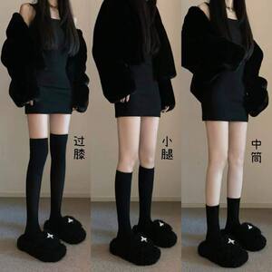 
Over-the-knee pressure slimming black stockings for women Korean version versatile jk calf socks slimming socks 2026 non-slip