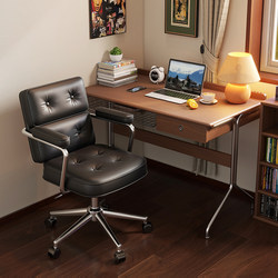 Home Computer Chair, Study Desk Chair, Girls' Bedroom Black Light Luxury Swivel Chair, Comfortable for Long Sitting, Adjustable Backrest Chair