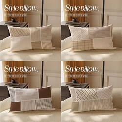 Light Luxury Minimalist Pillow with Vintage Print, Minimalist Sofa Decorative Lumbar Cushion Pillowcase, Backrest Car Decoration, Prone Sleeping Pillow