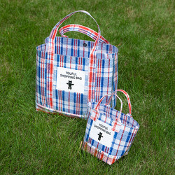 2024 New Lightweight Striped Shopping Tote Bag Trendy Woven Bag Design Street Niche Eco-Friendly Bag Fashion