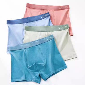 
2026 New Teenage Men's Underwear Pure Cotton Junior High Boys Breathable Antibacterial Crotch Boxer Briefs