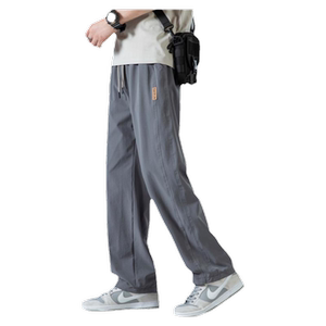 
Men's pants spring, autumn and winter style trendy brand straight plus velvet sports pants for boys gray high street quick-drying pants casual trousers