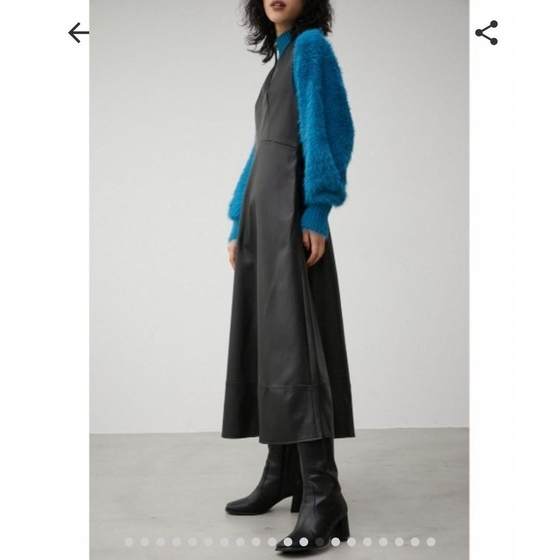 
Free shipping for a limited time! CK7O daily single double V-neck slanted high waist PU wide waist sleeveless vest dress