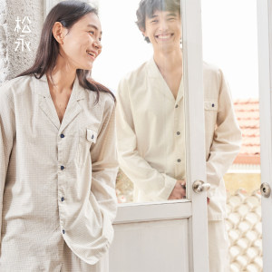 
Matsuyong New Spring and Summer Pajamas Home Cotton + Kapok Long Sleeve Trousers Men and Women's Comfortable and Simple Fine Set