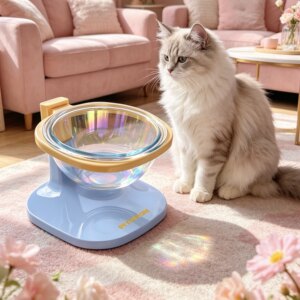 
Carat spot Korean Pethroom colorful glass water bowl Pet bowl adjustable height cat and dog bowl
