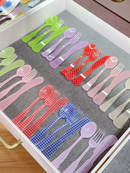 Carat Pet Imported Sabre Paris Sweetheart Acrylic Plaid French Cutlery Cute Spoon Ins