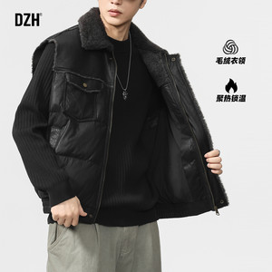 
Men's black thermal cotton vest men's thickened 2025 new winter vest casual coat leather jacket