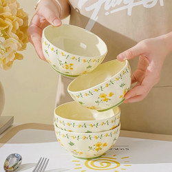 Yin Ci Xian Is a Beautiful Rice Bowl with a Pastoral Style, a Particularly Attractive Eating Bowl for Home Use, Made of Underglaze Colored Ceramic Tableware