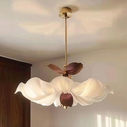 Mojue French-Style Mid-Century Lighting Bedroom Chandelier 2025 New Retro Girl's Room Master Bedroom Fabric Dining Room Lamp