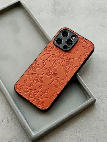 Embossed Premium Flower  Phone Cases Covers Genuine Leather   iPhone 15, iPhone 14, iPhone 13, iPhone 12, iPhone 11