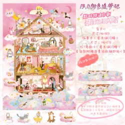 Pink Dream Chaser Galaxy House 13.0 Series Scenery Stickers Cute Cartoon Kitten Grid Room Series Miniature Scene 3D Three-Dimensional House Stickers DIY Stress Relief Toy for Girls to Pass the Time