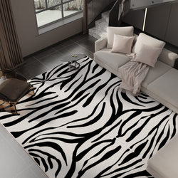 Imitation Cashmere Living Room Carpet, Bedroom Black and White Spotted Tiger Skin Pattern, Household Water-Absorbent Floor Mat, Sofa Coffee Table Full-Cover Bedside Rug