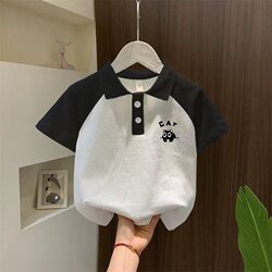 Children's Clothing Boys' Short-Sleeved Polo Shirt Summer Wear Kidsren's Stylish Lapel Cotton T-Shirt Boys' Raglan Half-Sleeved Tops