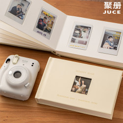 Polaroid Card Album Mini Photo Paper Album with Window Design, Leather Cover, Groove Design, Non-Explosive, Writable, 3inch Photo Storage Album, Polaroid Photo Album Storage Book