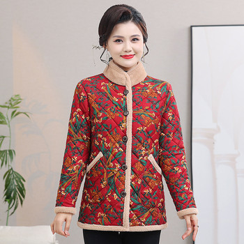 Mom's autumn and winter clothes plus lint cotton clothes to keep warm for middle-aged and elderly people
