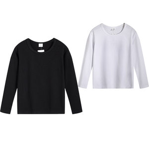 
Self-produced and sold 2026 spring and autumn new black and white solid color cotton T-shirt, long-sleeved bottoming shirt for boys and girls