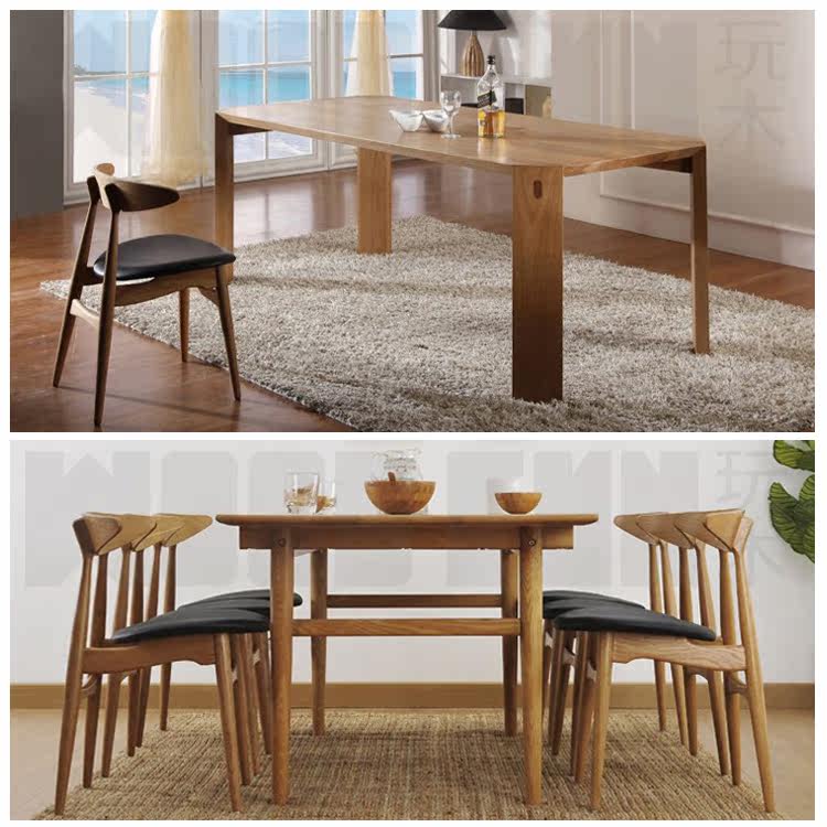 hans j wegner ch33水曲柳 实木餐椅 休闲椅子 宜家 皮椅 北欧