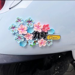 Simulated Peach Blossom Electric Vehicle Decoration Accessories, Suitable for No. 9 Body, 3D Stereo Flower Scratch Cover Sticker