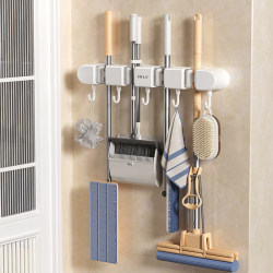 Bathroom Storage Rack, Bathroom Shelf, Toilet Mop Wall-Mounted Holder, No-Drill Wall Storage Rack Gadget