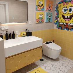 Dopamine Bathroom Cabinet with Integrated Rock Slab Hot-Bent Basin, Washbasin, Cream-Style Bath Cabinet, Bathroom Cabinet Set