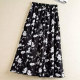 Printed skirt for women's summer pocket 2024 new high-waisted large-size floral skirt A-line skirt draped and swaying long skirt