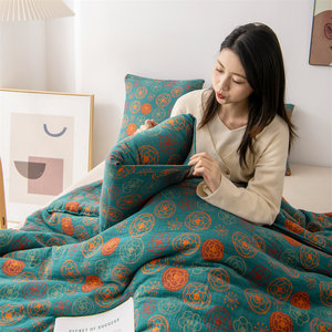 
High-end Class A pure cotton double-layer yarn dual-purpose pillow quilt Chinese car cushion office sofa summer air conditioning quilt