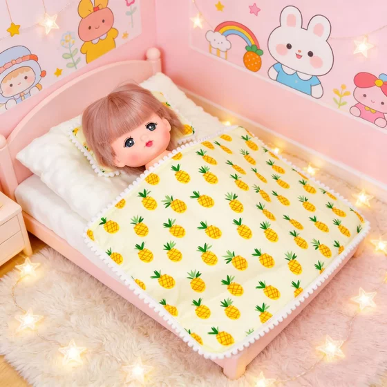 
26cm Milumele Doll Doudou Cherry Bedding Set Baby Play House Practice Creative Sleeping Bedding