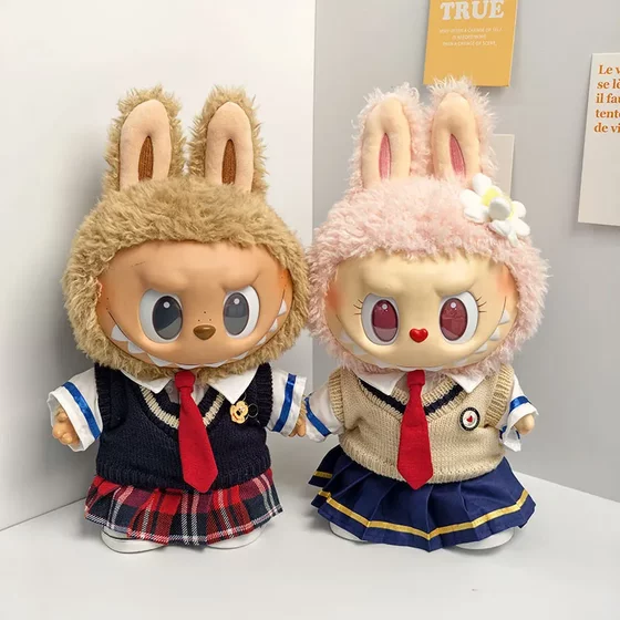 
38cmLA Bubu vinyl plush doll clothes replacement sweetheart BUBU milk apricot top student doll campus clothes