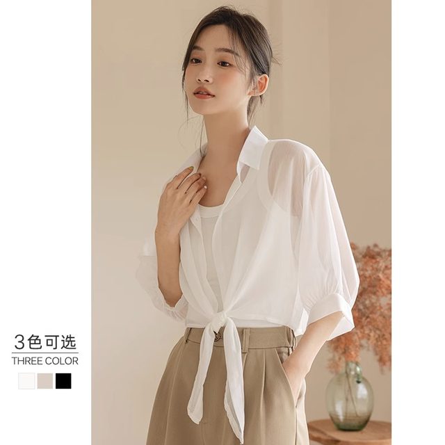 Small shawl summer with skirt straps chiffon sun protection clothing women's thin short style cardigan air-conditioning shirt jacket
