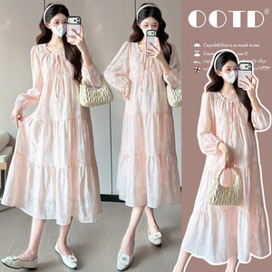 
Maternity wear spring dress small fresh floral long-sleeved dress 2026 new maternity dress spring loose casual dress
