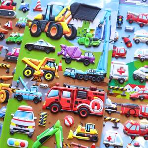 Excavator Fire Vehicle Cars Sticker Children's Bubble Picking Bubble Engineering Vehicle S three -dimensional rewards Little Paste Boys