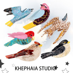 Khephaia New Bird Series Hair Clip with Cartoon Animal Design, Large Acetate Shark Clip Accessory
