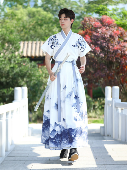 メンズ刺繍漢服スーツ - 夏の中国風 魏晋王朝風衣装