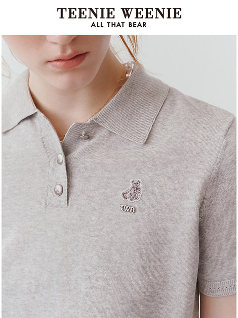 
TeenieWeenie Bear Knitted T-shirt Women's Summer New College Commuter Short Sleeve POLO Shirt Thin Sweater