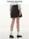 TeenieWeenie Bear Women's Casual Plaid Pleated Short Skirt A-line High Waist Fashion College Commuter Skirt