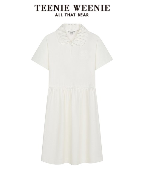 
TeenieWeenie Bear Women's White Dress Summer New French Cotton Soft Short Skirt