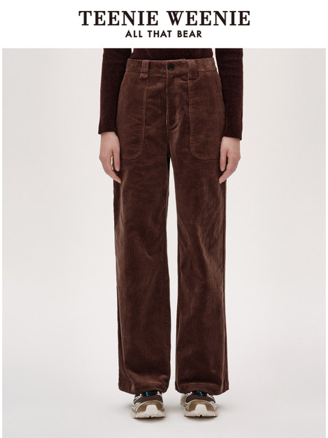 TeenieWeenie Bear Autumn and Winter Retro Simple Corduroy Long Pants Fashionable Textured Casual Pants Women's Clothing
