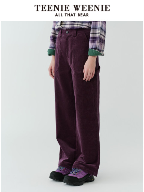 TeenieWeenie Bear Autumn and Winter Retro Simple Corduroy Long Pants Fashionable Textured Casual Pants Women's Clothing
