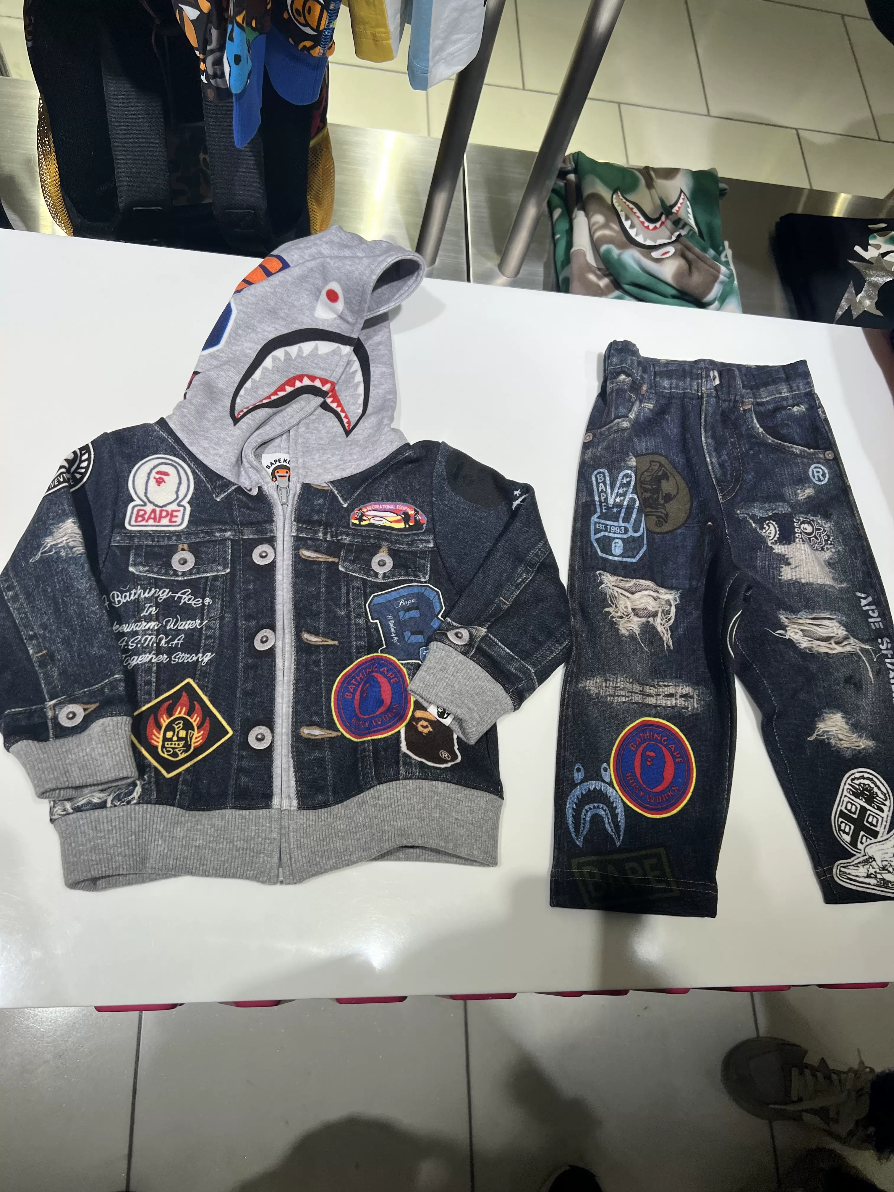 bapekids日本潮牌童装代购6/29 猿人头徽章长袖外套/柔软裤90-160  