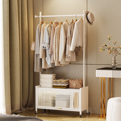 Cream-Style Light Luxury Clothes Rack, Floor-Standing Bedroom Movable Household Clothes Drying Rack, Clothes Storage Rack, Simple Coat Rack