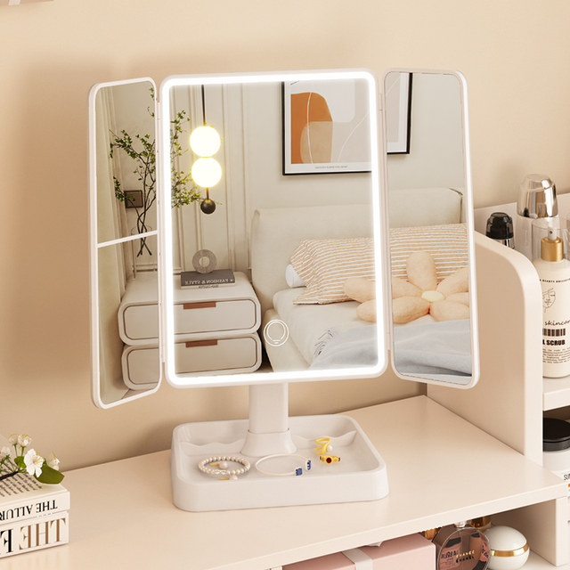 Student dormitory makeup mirror desktop smart LED dressing mirror ...