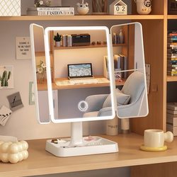 Adjustable Led Makeup Mirror with Light for Desktop Use, Suitable for Student Dormitories, with Fill Light for Beauty Makeup, 70% off Stackable Mirrors