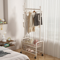 College Student Dormitory Clothes Rack, Bedroom Floor-Standing Coat Rack, Household Balcony Clothes Drying Rod, Dormitory Simple Storage Rack