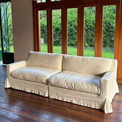 Japanese Wabi-Sabi Style Linen Sofa, Removable and Washable Cotton-Linen Fabric, Designer Minimalist Living Room Small Apartment Sofa