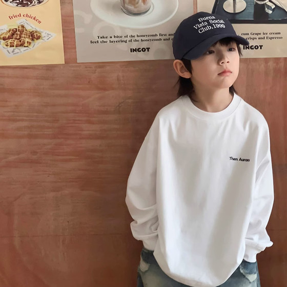 
Children's spring and autumn clothes for boys long-sleeved T-shirt base shirt pure cotton 2025 new autumn and winter baby top fashionable